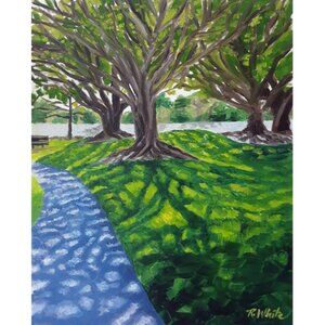 “Shade Trees” Original Oil Painting by Robin White on Wood Panel 8x10x2”